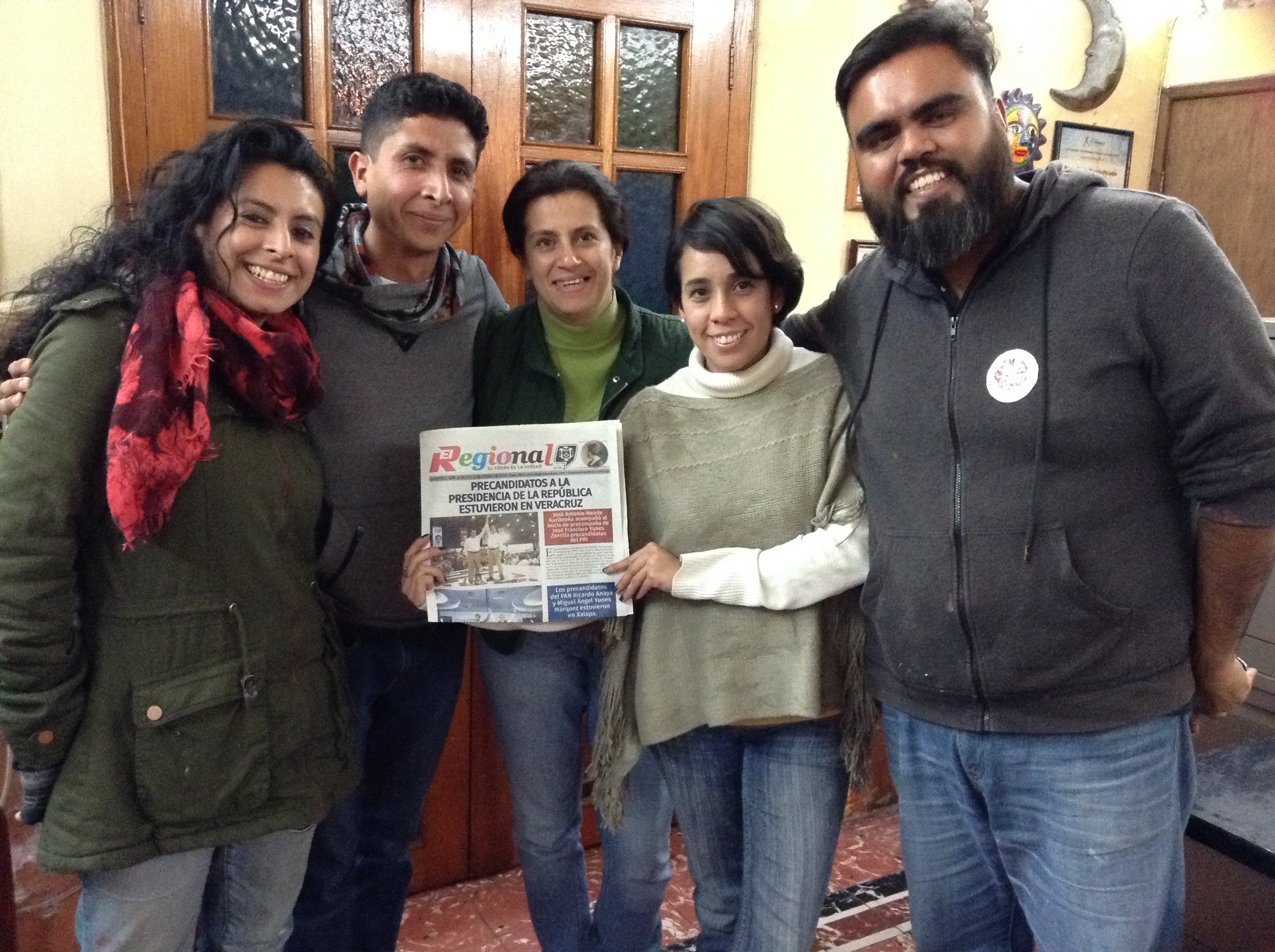 Pilar Mendoza, Daniel Jiménez, Mary Paz Monzón, Paola Vázquez y Miguel Hernández. En El Regional.