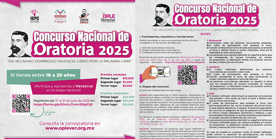 OPLE VERACRUZ INVITA AL CONCURSO NACIONAL DE ORATORIA 2025