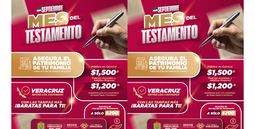 VERACRUZ LANZA CAMPAÑA SEPTIEMBRE, MES DEL TESTAMENTO