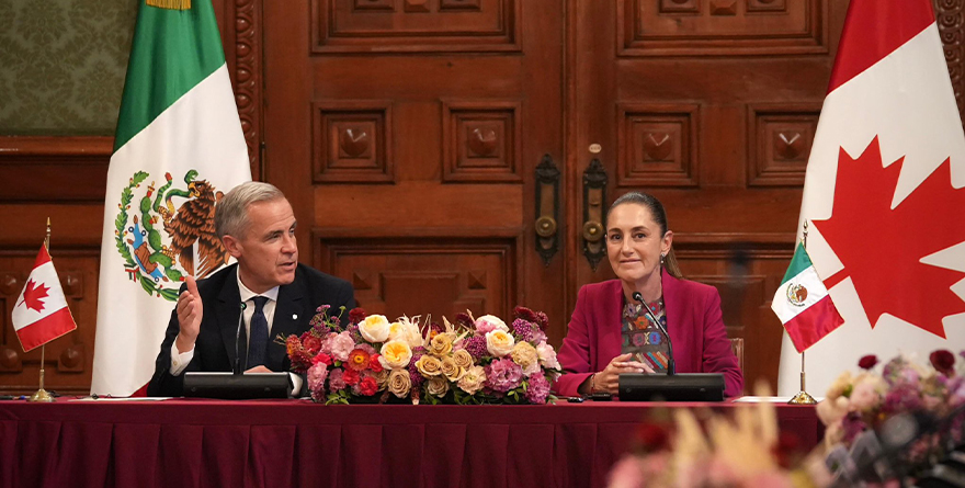 RECIBE SHEINBAUM A CARNEY EN PALACIO NACIONAL