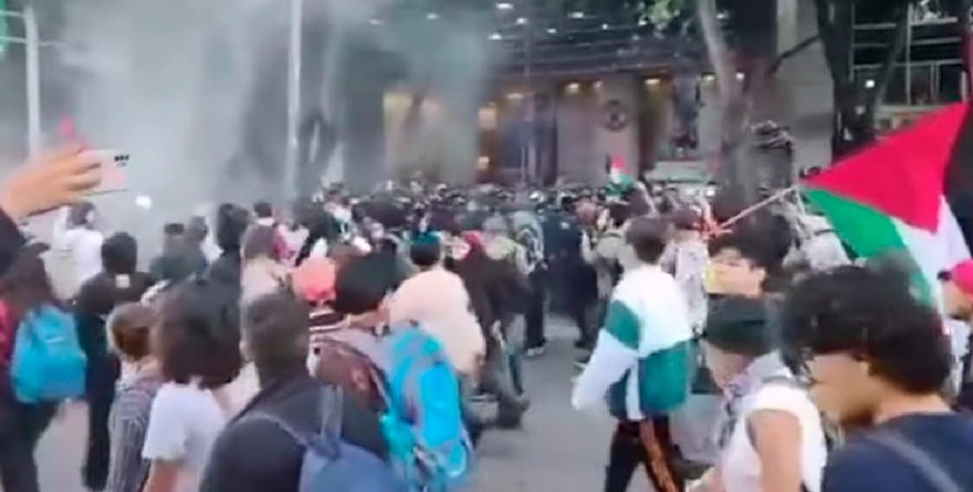 TENSAN “BLOQUE NEGRO” Y POLICÍAS MARCHA PRO PALESTINA