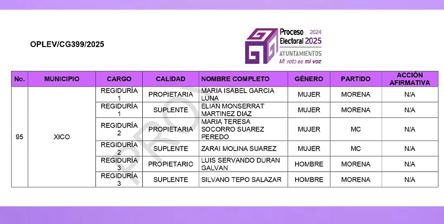 ASÍ QUEDAN LA REGIDURÍAS EN XICO