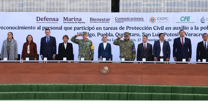 RECONOCE PRESIDENTA A LAS FUERZAS ARMADAS Y CIVILES POR APOYO ANTE LLUVIAS