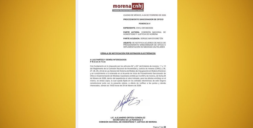 MORENA CONGELA A SERGIO MAYER