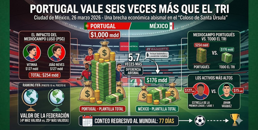 PORTUGAL VALE SEIS VECES MÁS QUE EL TRI