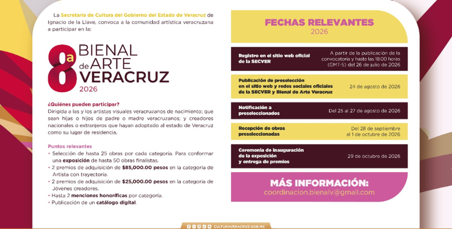 CONVOCAN A LA BIENAL DE ARTE VERACRUZ 2026
