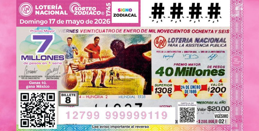 HOMENAJE AL BALÓN, LOTERÍA NACIONAL LANZA EDICIÓN ESPECIAL DE MÉXICO 86