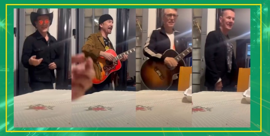¡BONO SE COLÓ A LA CENA! U2 SE REFUGIA EN CASA DE FAN