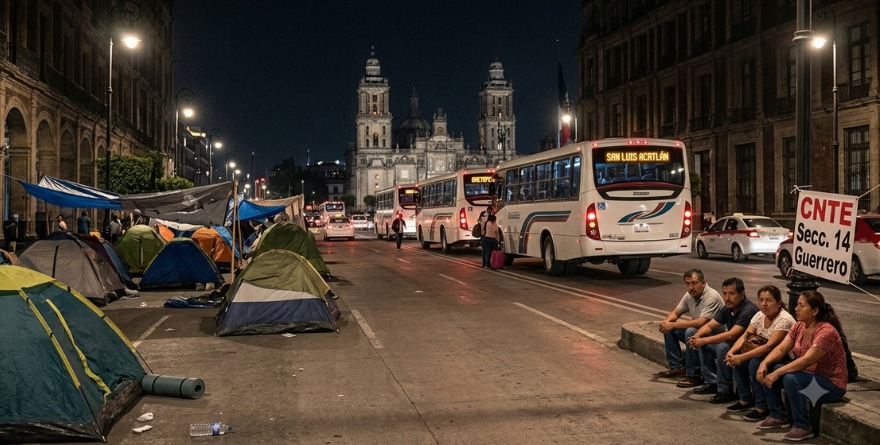 ABANDONAN VARIOS GUERRERENSES PLANTÓN DE LA CNTE