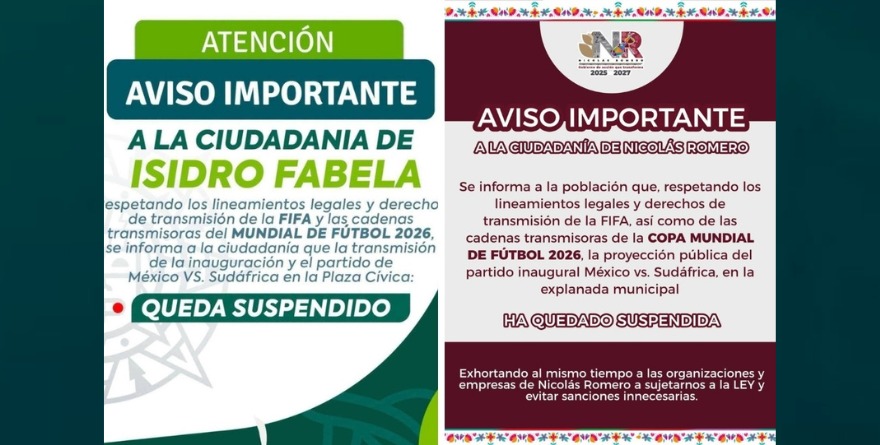 ‘BAJAN’ PANTALLAS PARA EL MÉXICO-SUDÁFRICA EN EDOMEX