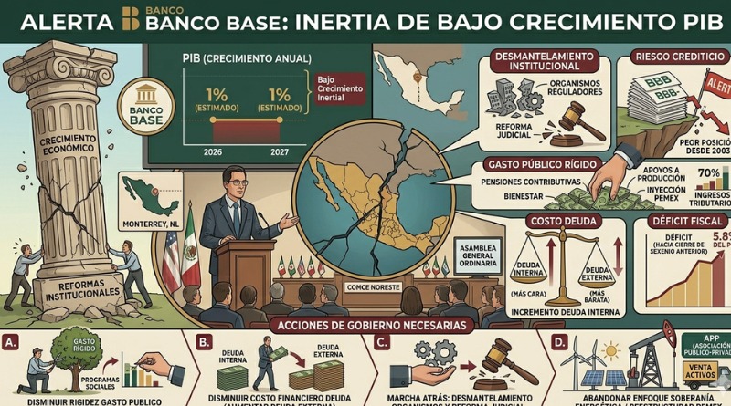 BANCO BASE ADVIERTE PIB ESTANCADO EN 1%