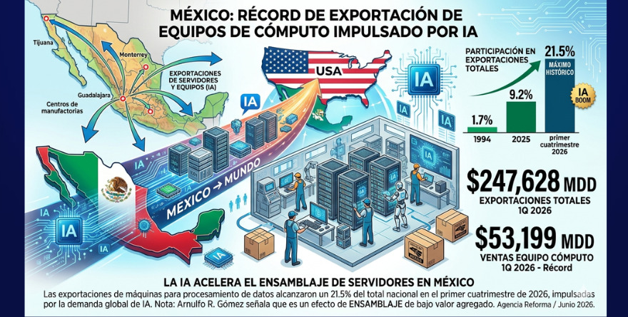 IMPULSADA POR IA, CRECE EXPORTACIÓN DE EQUIPOS DE CÓMPUTO