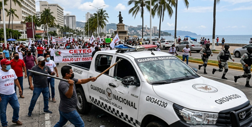 VANDALIZAN MAESTROS PATRULLA DE LA GN EN ACAPULCO