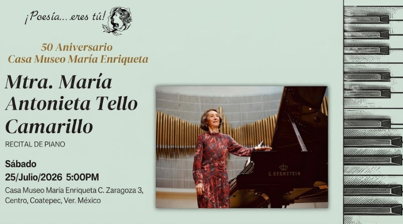 RECITAL DE PIANO CELEBRARÁ 50 AÑOS DE LA CASA MUSEO