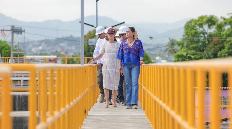 EN ACAPULCO SHEINBAUM Y EVELYN SALGADO REVISAN OBRAS HIDRÁULICAS