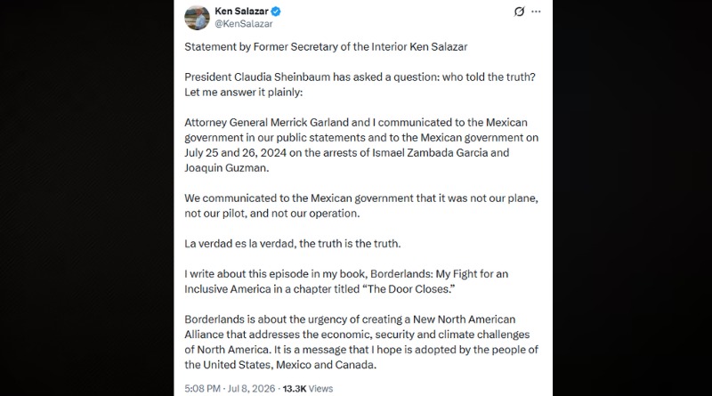 KEN SALAZAR CONTESTA A SHEINBAUM SOBRE EL CASO MAYO
