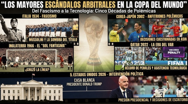 LOS ESCÁNDALOS ARBITRALES MÁS DESTACADOS EN LA COPA DEL MUNDO