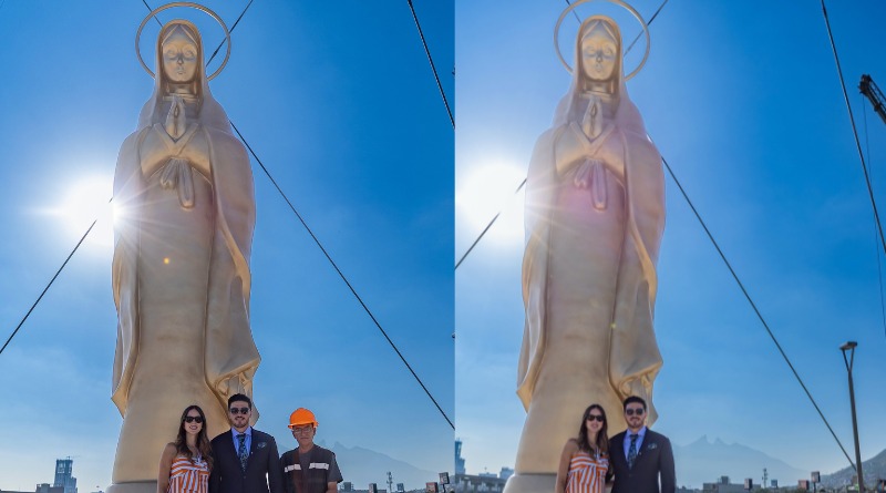 NUEVA ESCULTURA DE VIRGEN COLOCADA POR SAMUEL Y MARIANA EN PUENTE