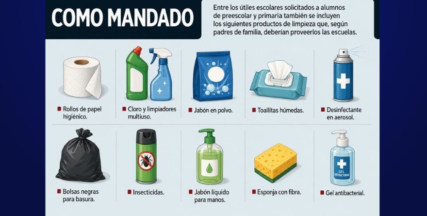SOLICITAN CLORO, JABÓN E INSECTICIDA PARA LISTAS DE ÚTILES