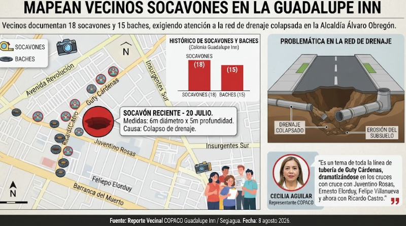 VECINOS ELABORAN MAPA DE SOCAVONES EN LA GUADALUPE INN