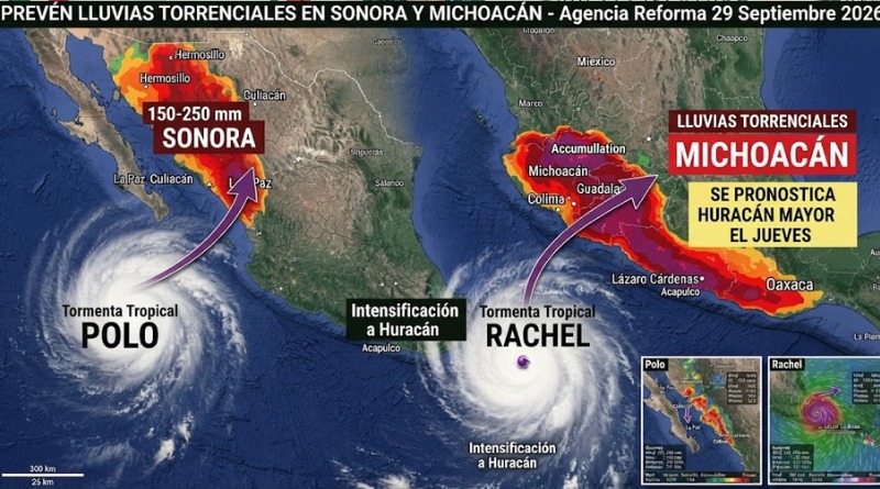PREVÉN LLUVIAS TORRENCIALES POR “POLO” Y “RACHEL”