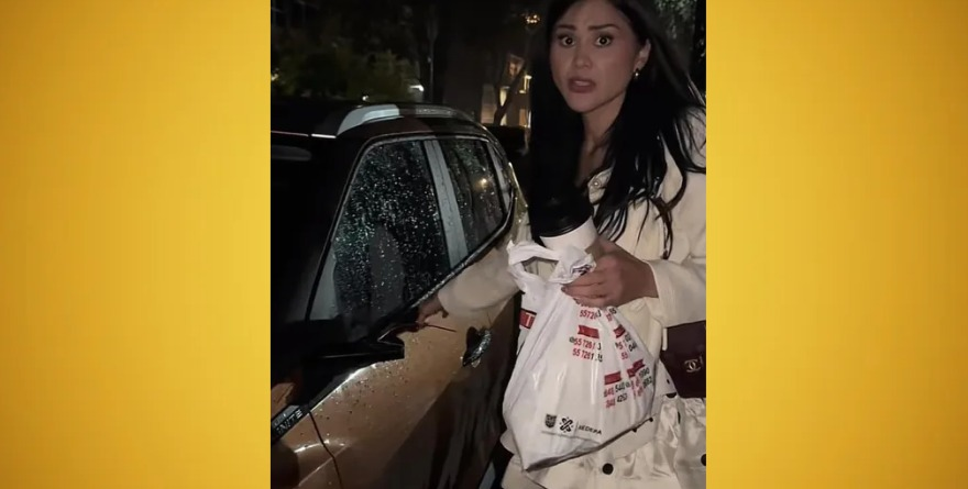 ASALTAN A GOMITA EN CDMX Y LE DESTROZAN EL COCHE 